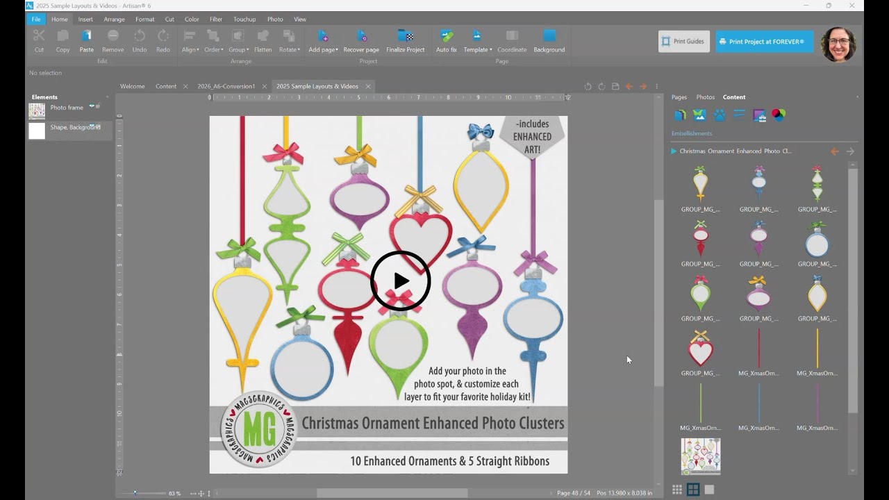 MG Christmas Ornament Enhanced Photo Clusters