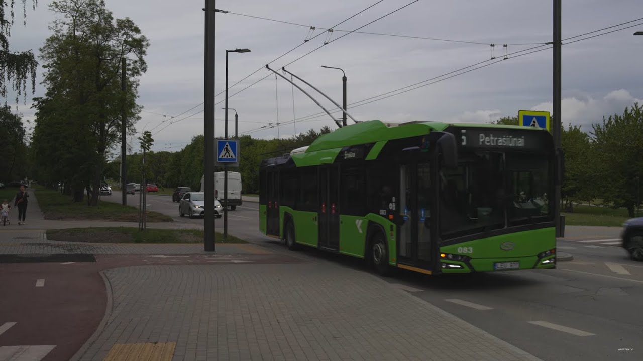 Lithuania, Kaunas, trolleybus 5 ride from A. Kriščiukaičio g. to Geležinkelio Stotis