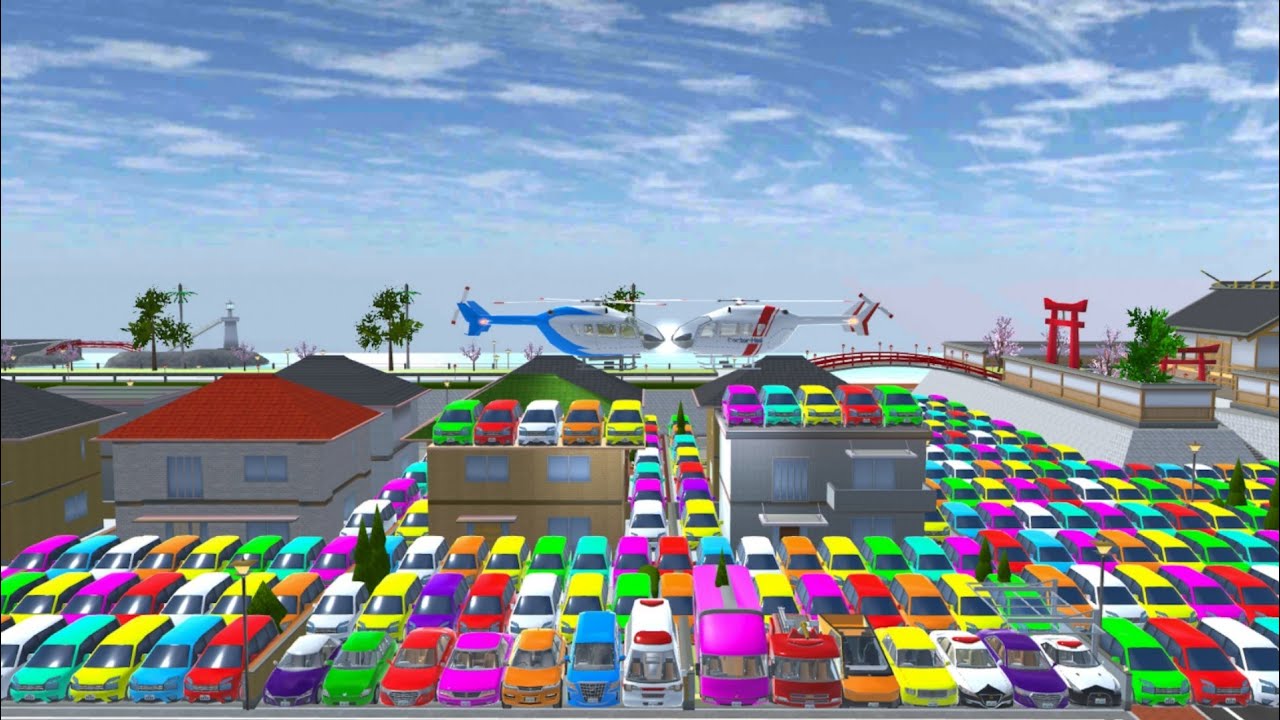 SAKURA ALL REINBOW SUPER CAR COLLECTION AT SECRET PLACE 😱🤯🚔🚒✅. SAKURASCHOOLSIMULATOR 🚛🤣🚁🚔🚒✅✅