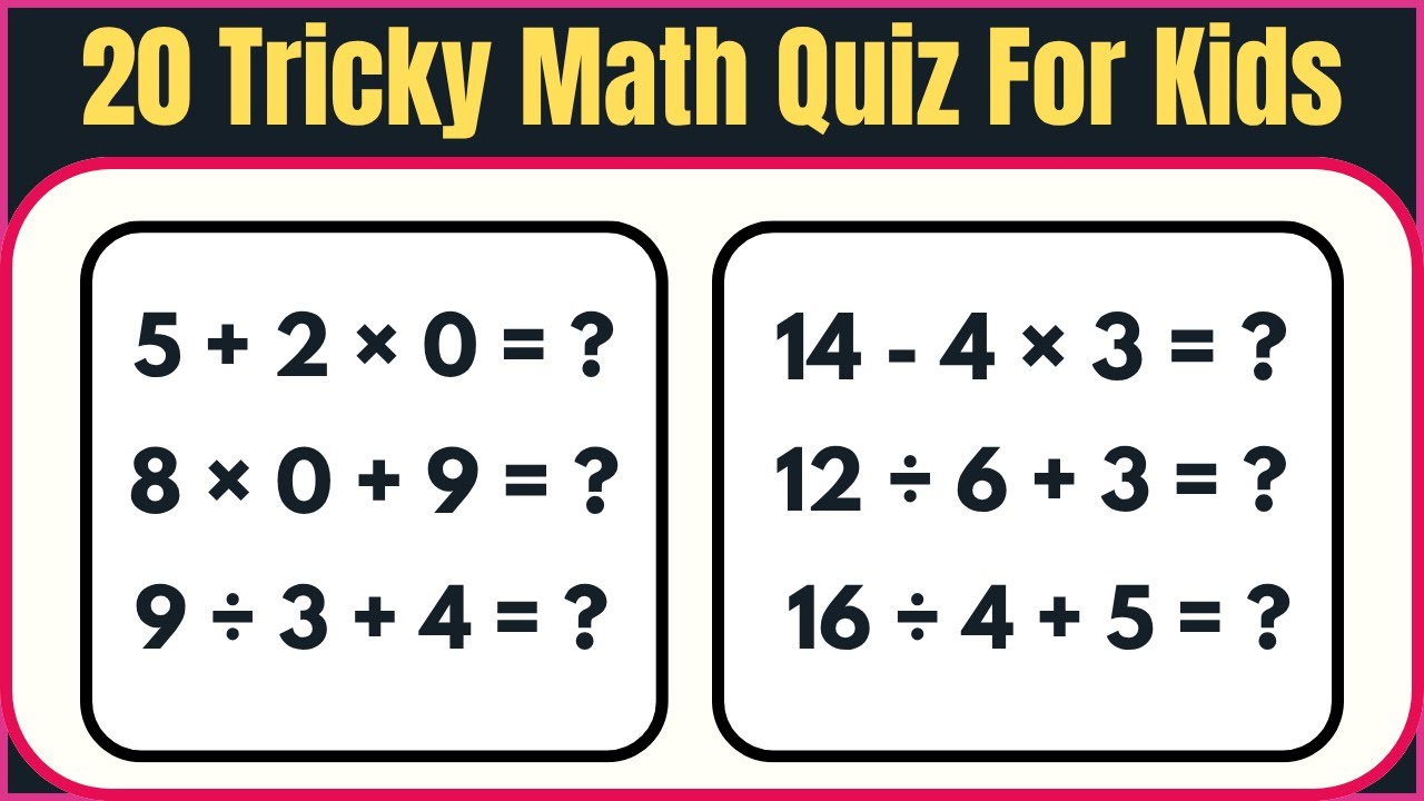 Math For Kids : Part 2 🧠 Can You Solve These 20 Tricky Math Quizzes? | IQ Test Hub