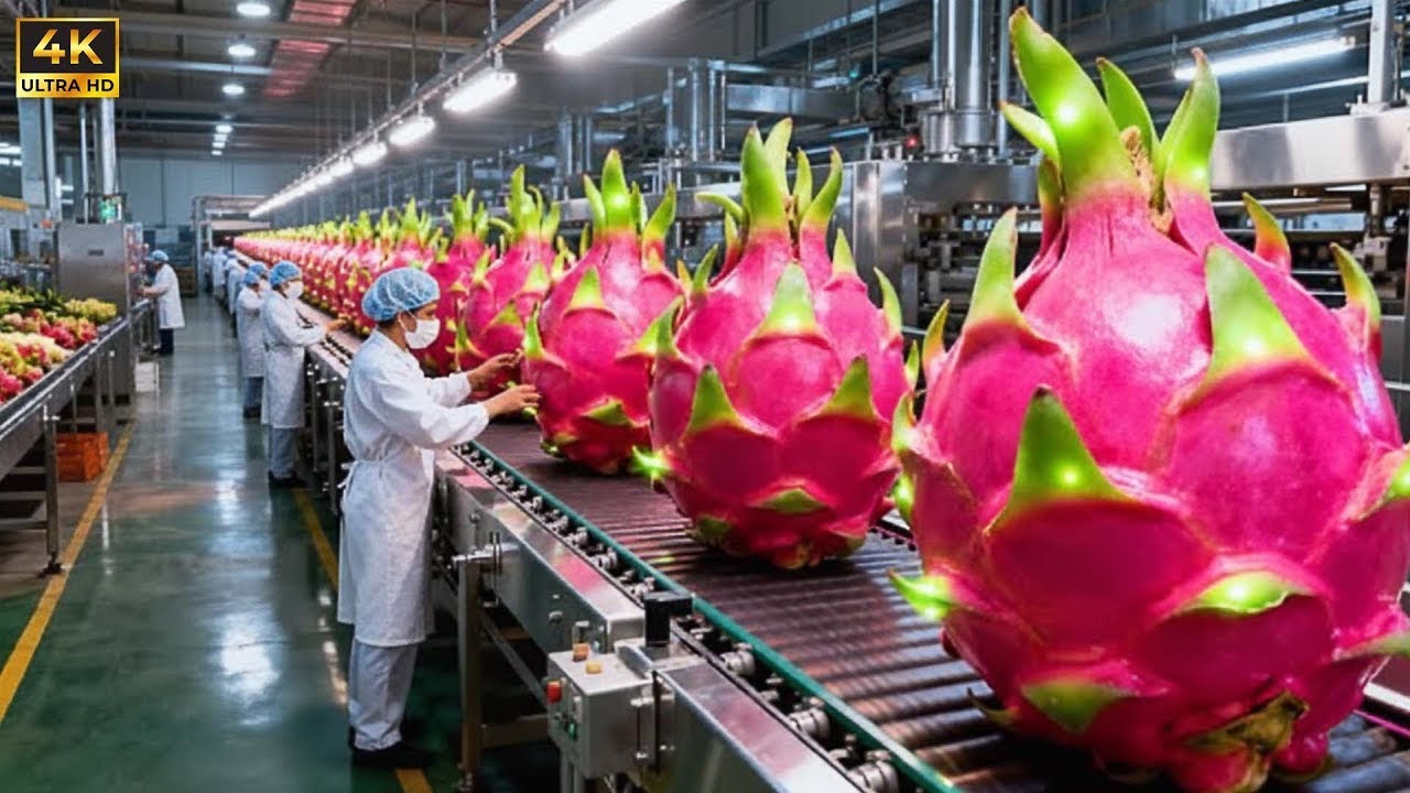 Inside a Modern Dragon Fruit Drying Facility: From Whole Fruits to Pink Dried Chips (Full Process)