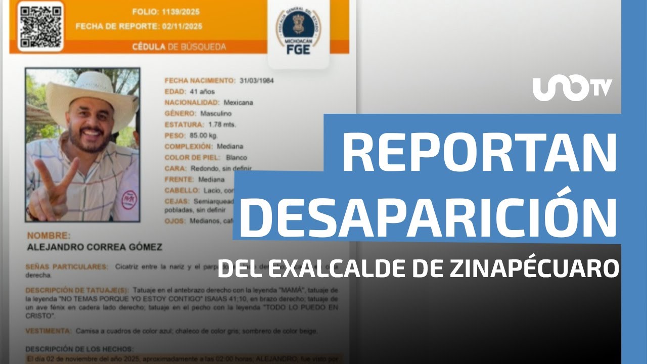 Reportan desaparici&oacute;n de Alejandro Correa G&oacute;mez, exalcalde de Zinap&eacute;cuaro