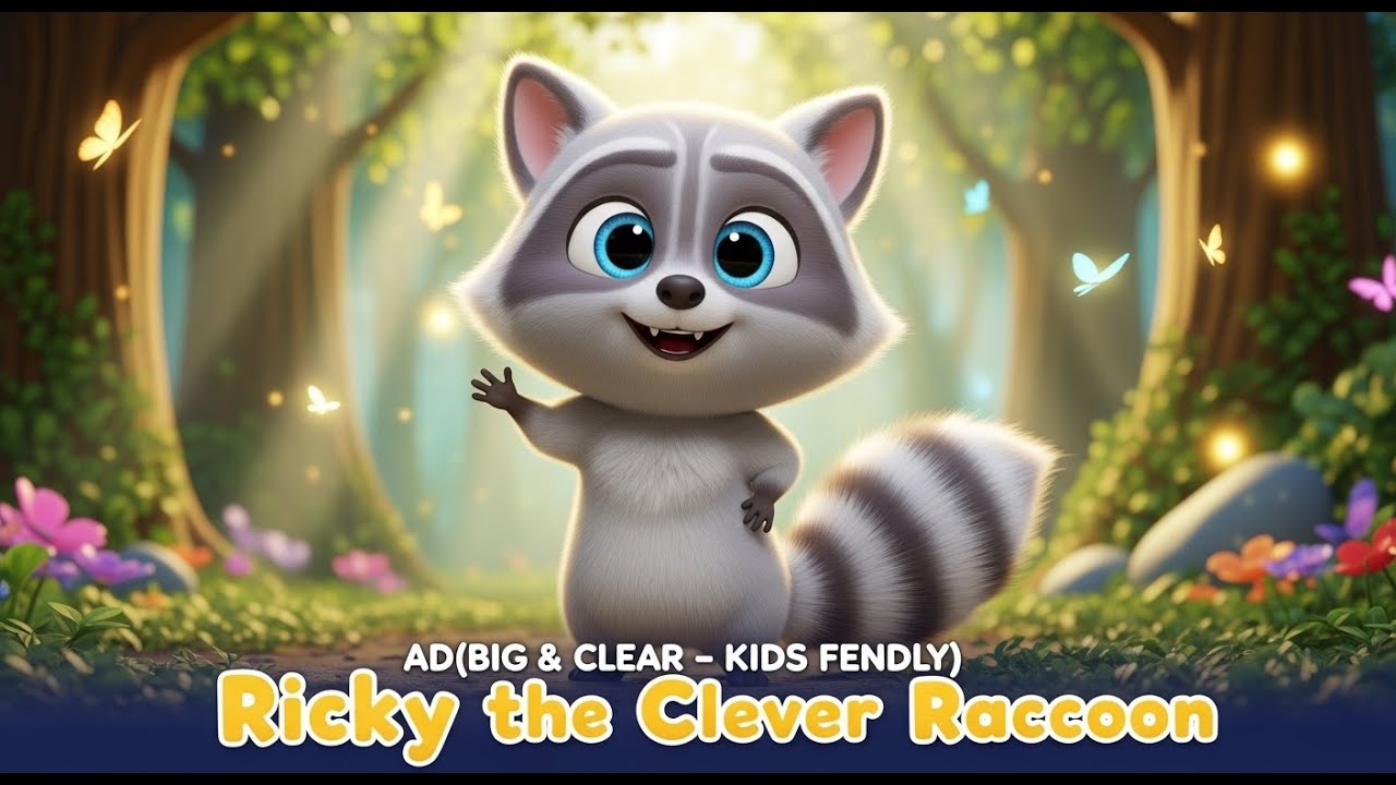 Ricky the Clever Raccoon 🦝 | Cute Animal Story for Kids | Bedtime Story & Moral Poem