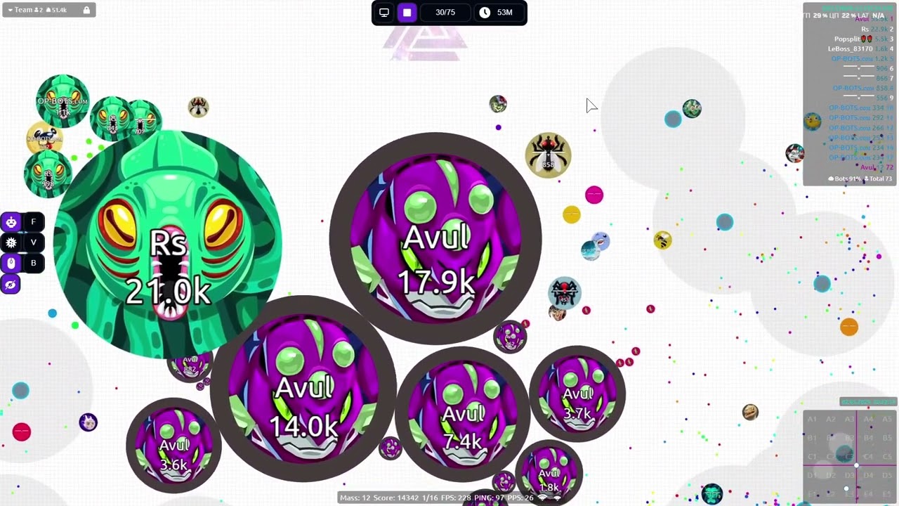 AGAR.IO SERVER TAKEOVER WITH BOTS #1315 || OP-BOTS.COM