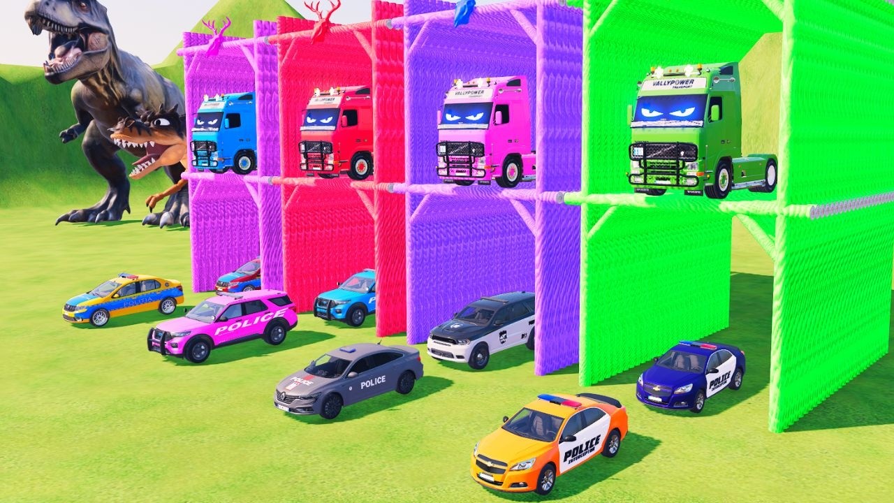 TRANSPORTING COLOR FULL POLICE CARS WITH VOLVO TRUCK FS 22 #fs22  #2026 #farmingsimulator #2