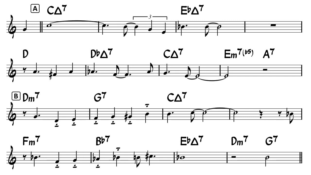 On Green Dolphin Street  - Easy Solo Example for Alto Sax (Take-1)