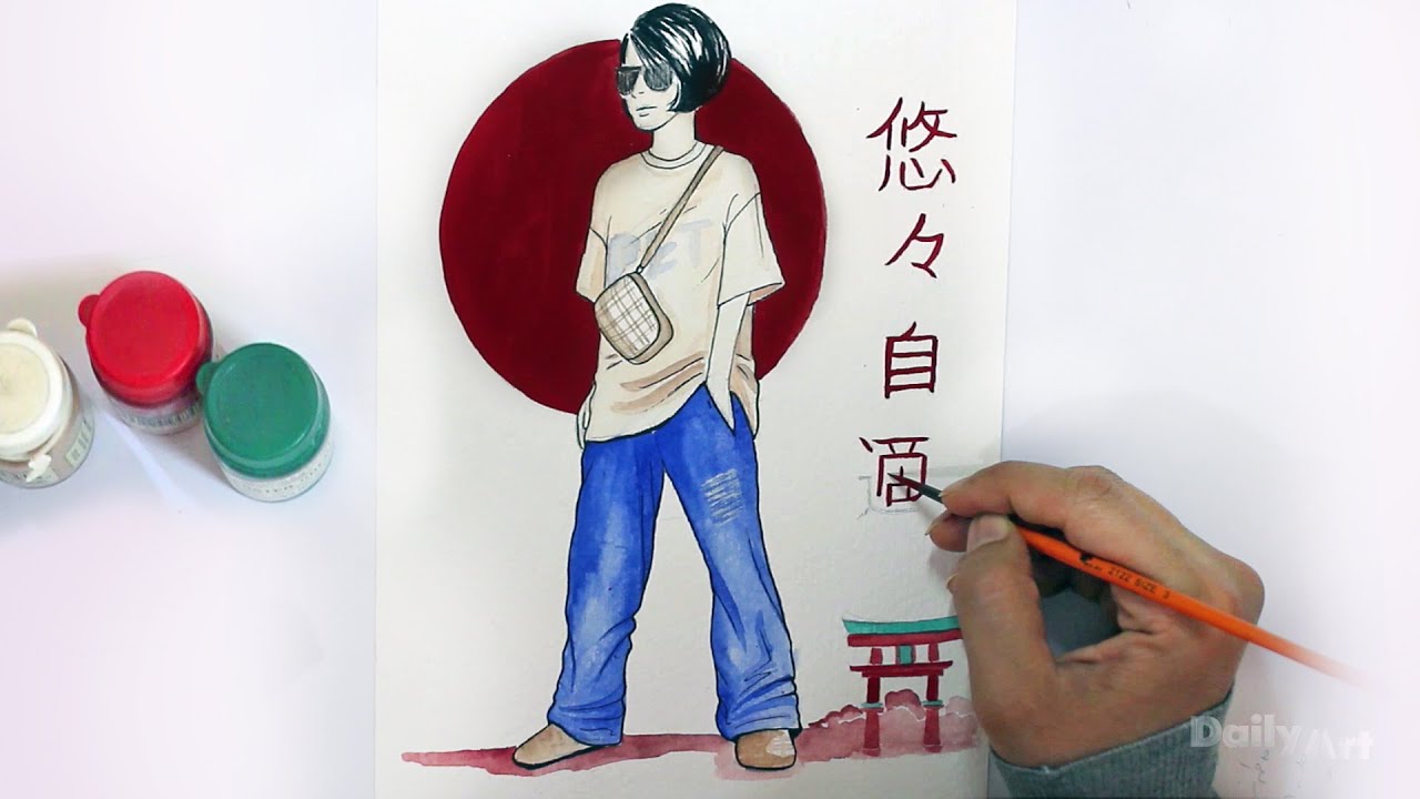 How to draw a Japanese boy | In Japanese style