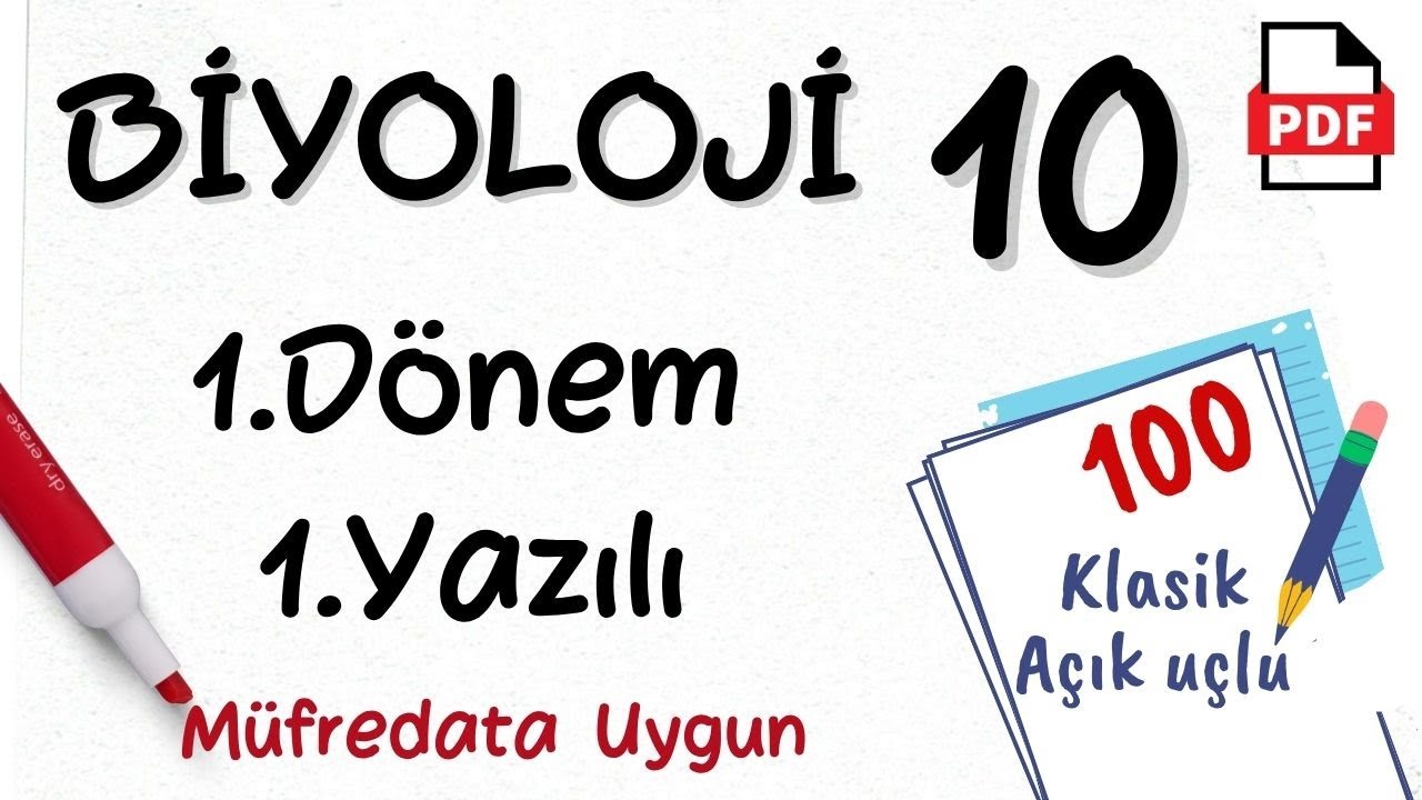 Biyoloji 10. Sınıf 1. Dönem 1. Yazılı Soruları Yeni Müfredat Maarif Model Biyoloji 10 yazılı +PDF