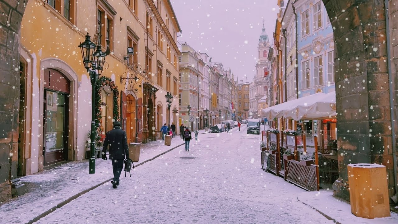 Snow Walk in Prague ☃️ Caught in a Snowstorm 4k HDR - Czech Republic Beautiful Winter Ambience ASMR