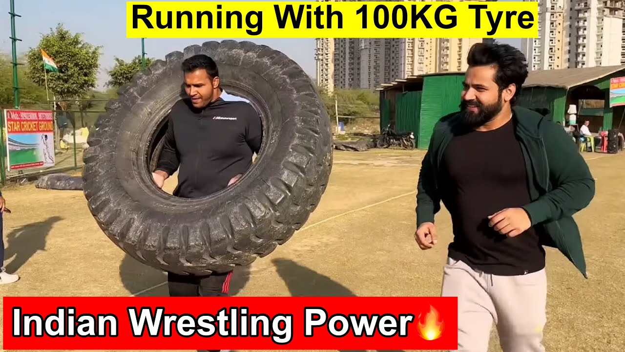 Indian Wrestling Power🔥||Running With 100kg Tyre|| Max Pehelwan Ne Krlia Challenge Accept