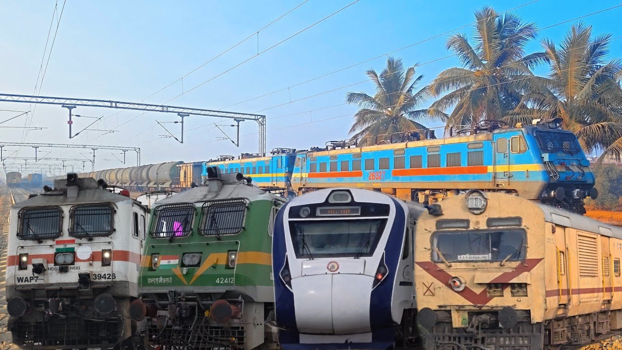 9 in 1 High Speed 🔥 Electric Train Actions on  BENGALURU  HOSUR Lines At Huskur #indianrailways 