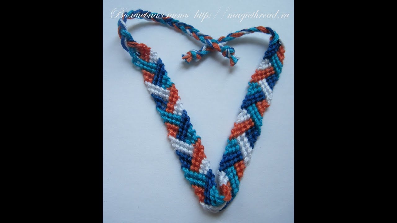 Фенечка косым плетением Встречные полоски