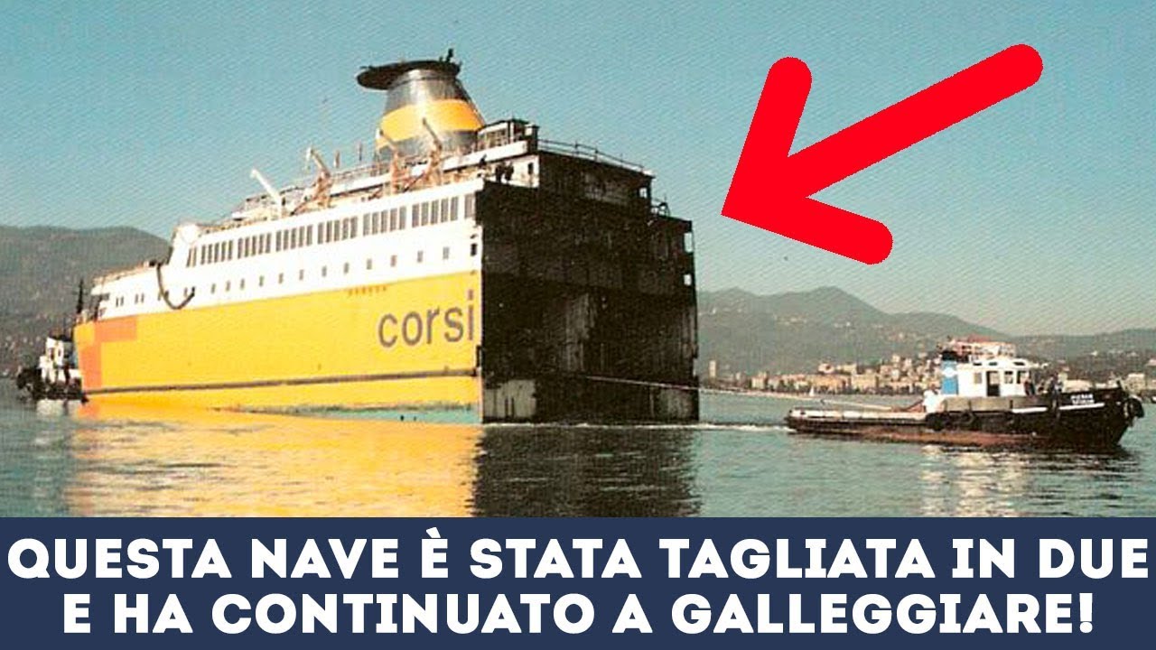 Guardate come viene tagliata in due e allungata questa nave passeggeri