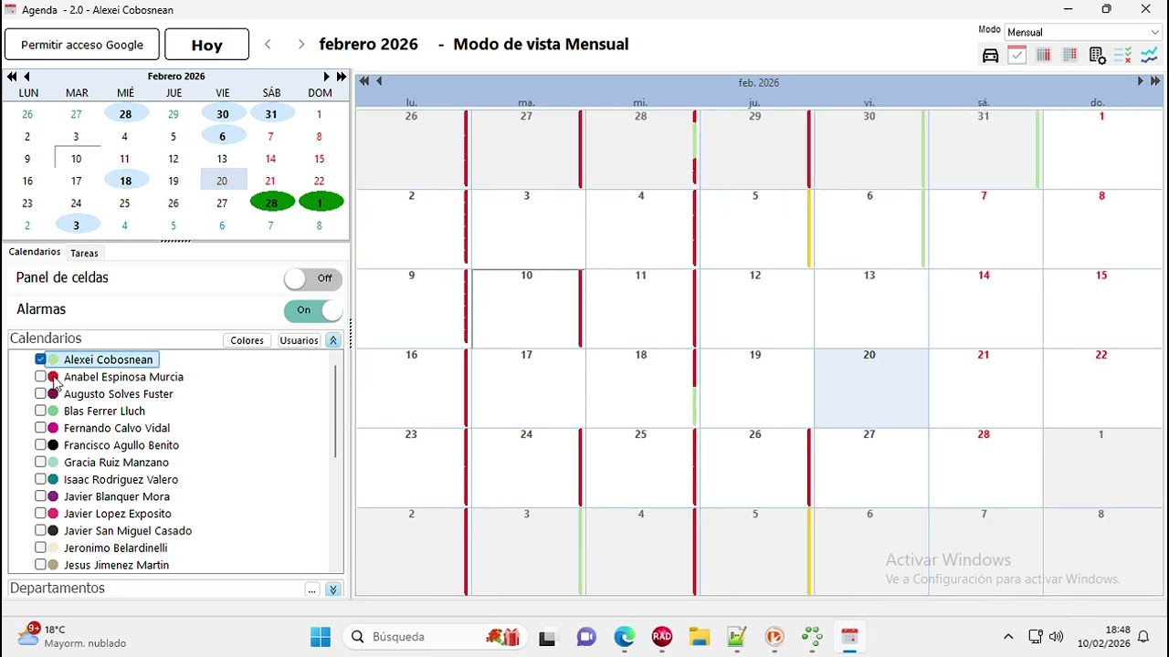 Ver eventos de otros usuarios en la agenda de Itemdoc.