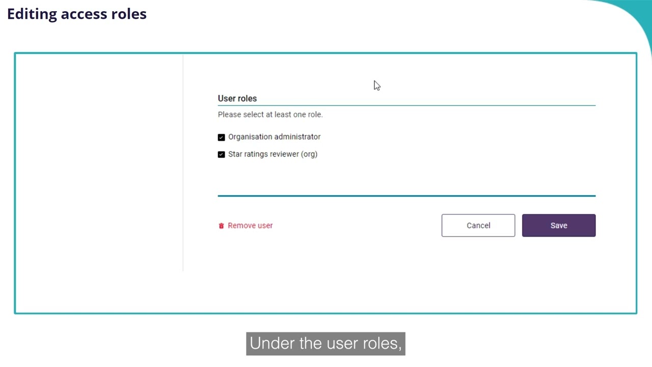Editing access roles in GPMS