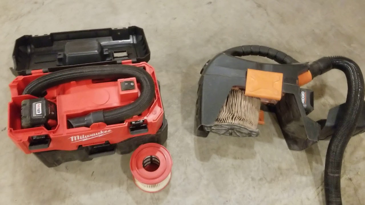 Milwaukee M18 cordless vacuum Vs Ridgid 18v cordless vacuum. #sucky video