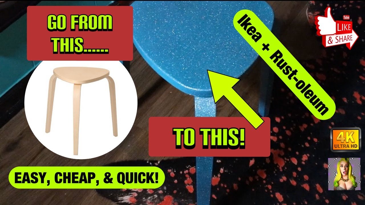 Basic Ikea stool turns into amazing glitter fleck show stopper!