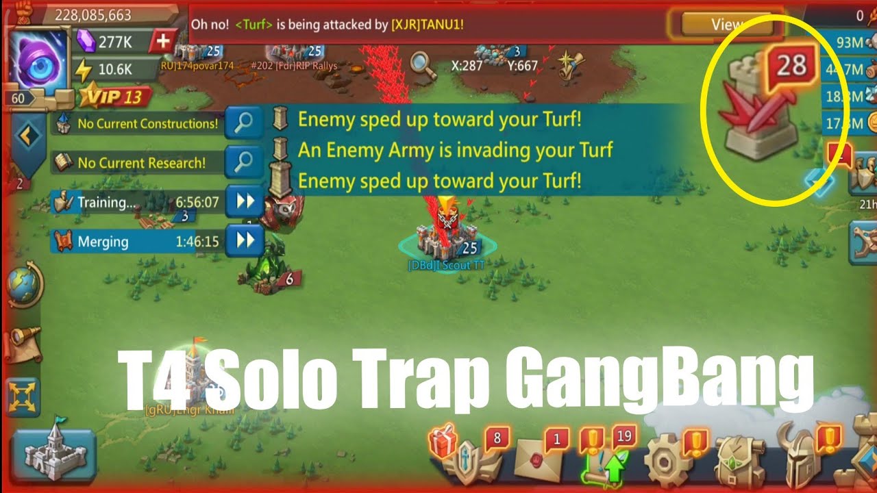 LORDS MOBILE - F2P SOLO TRAP KVK ACTION || T4 SOLO TRAP GEM RANSOM