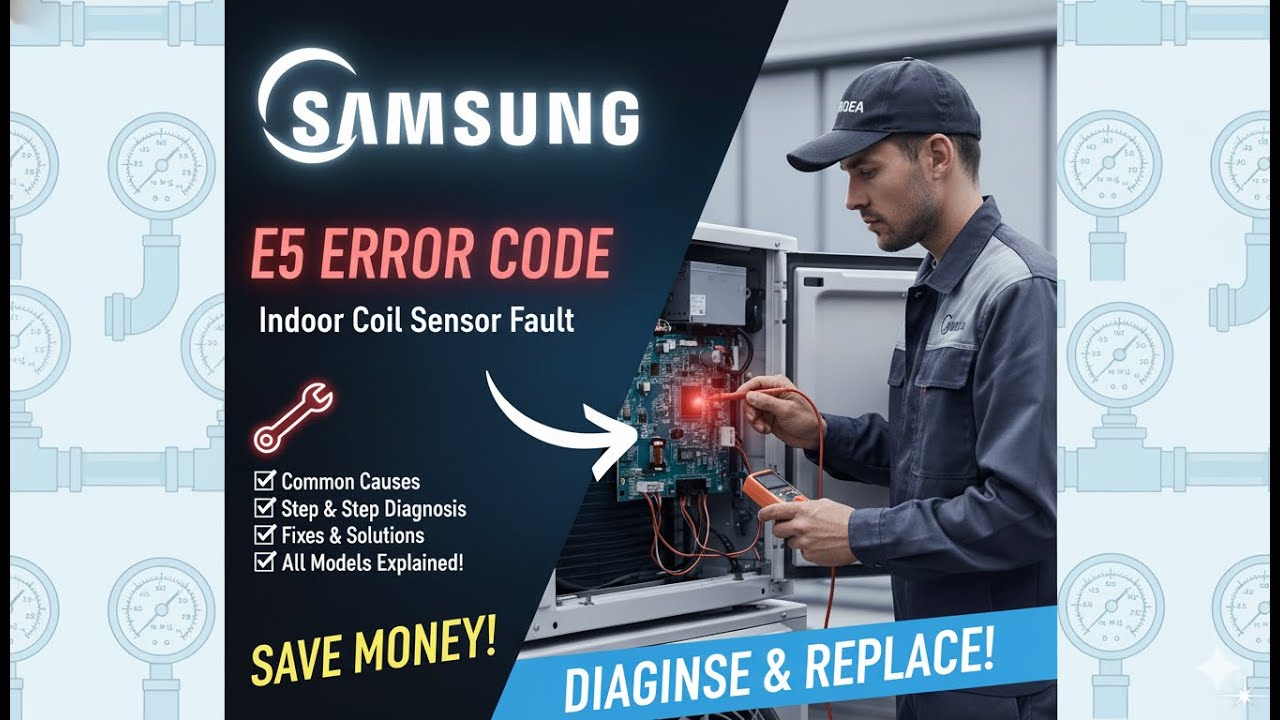 Код ошибки Samsung AC E5 🔧 | Руководство по устранению неисправностей инверторных и неинверторных...