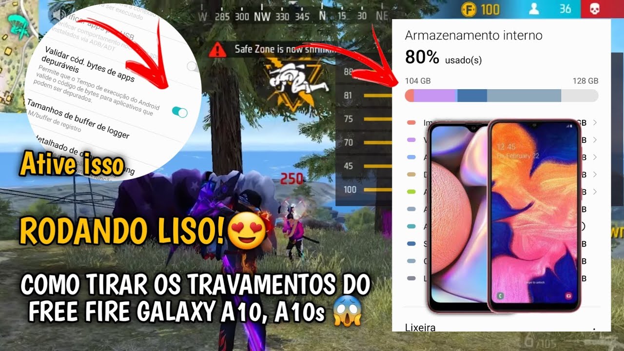 SAIU🔥😱 COMO RODAR FREE FIRE LISO NO GALAXY A10, A10s (sem app) melhor método - ATUALIZADO