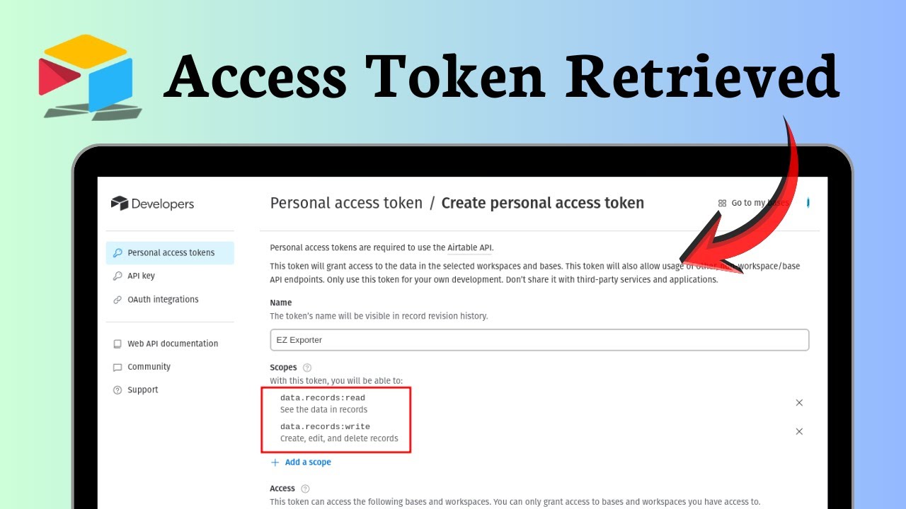 How to get Airtable personal access token (Integration Prepared)