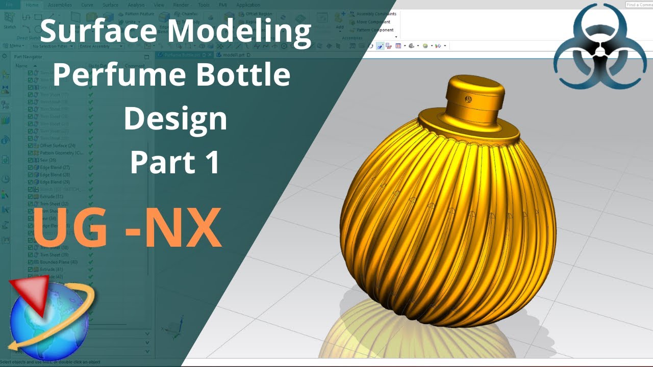 Siemens Unigraphics NX - Surface Modeling Example || Perfume Bottle Design Part 1