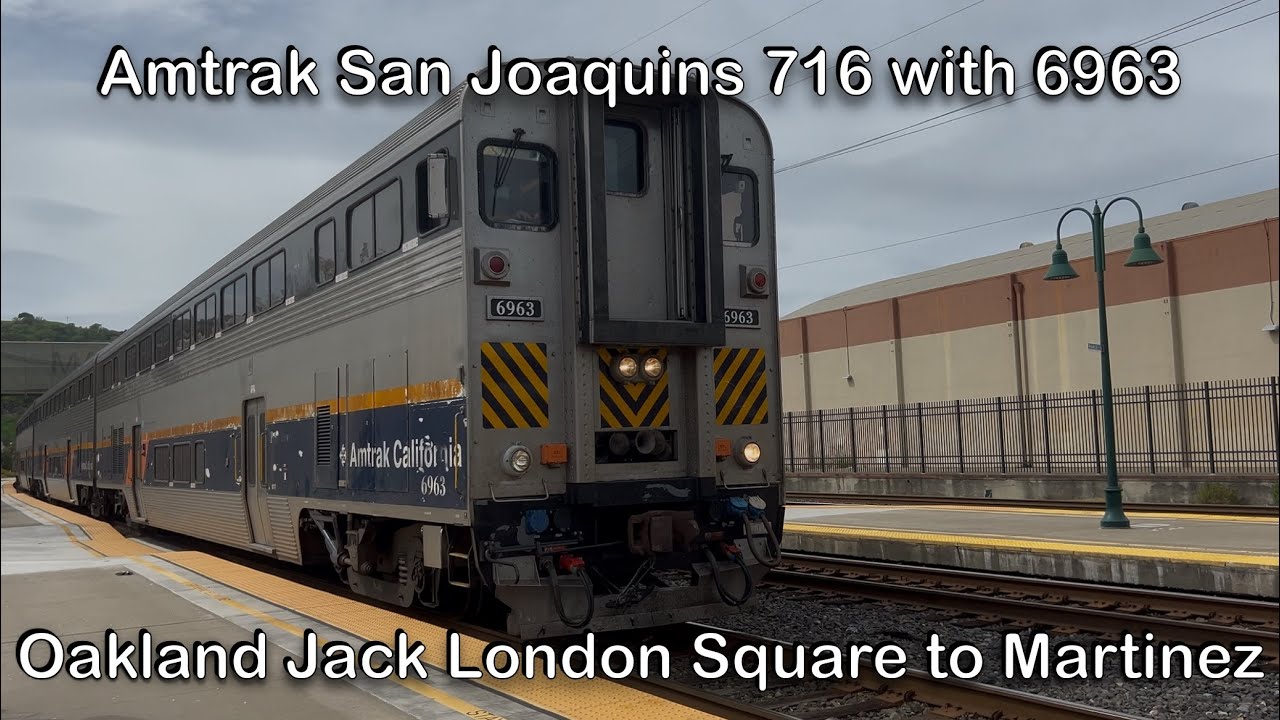 Amtrak San Joaquins 716 Train Ride with Cab Car 6963 Oakland Jack London Square to Martinez 4K60