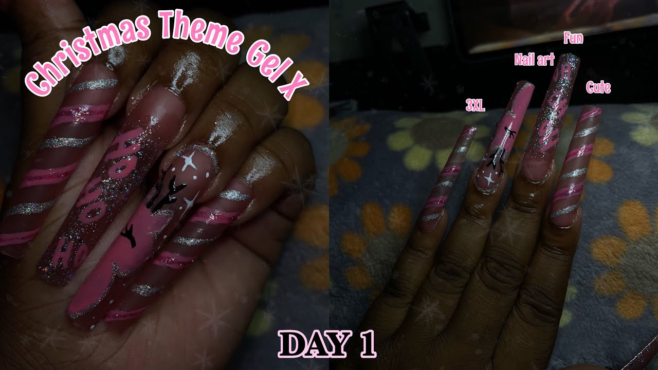 Inspired Pink Christmas Theme Nail Set ❄️ || DAY 1 ☃️