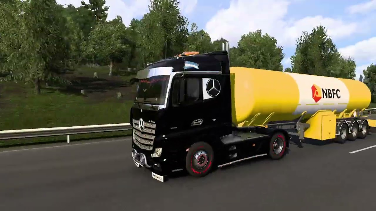 CAMIÓN JUGANDO EURO SiMULAiTOR 2 CON UN MERCDES BENZ ACTROS 1845 LLEVANDO AMONiACOANHiDRO27TONELADAS
