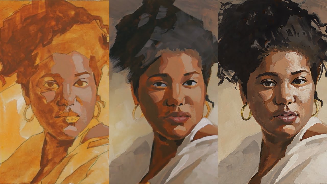 como pintar retratos com guache | tutorial parte 2