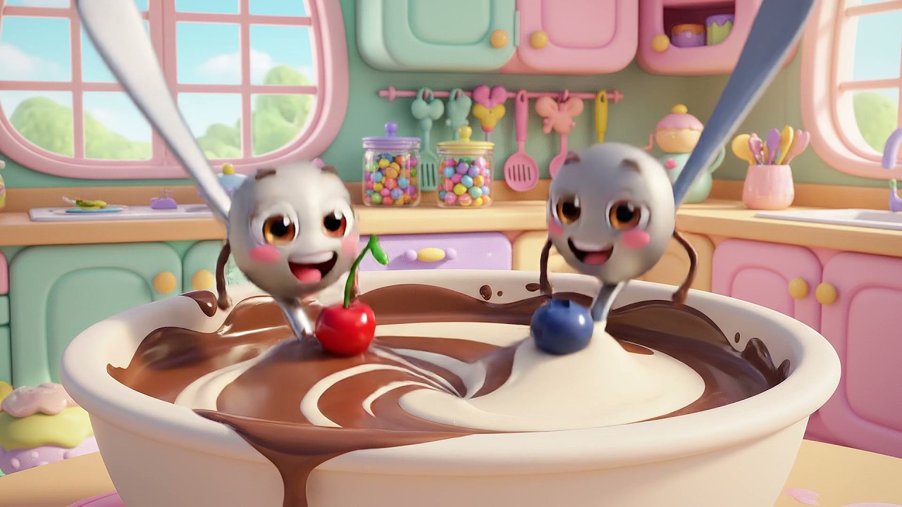 Three Little Toy Spoons Stir Stir Stir | Fun Kitchen Song & Nursery Rhymes