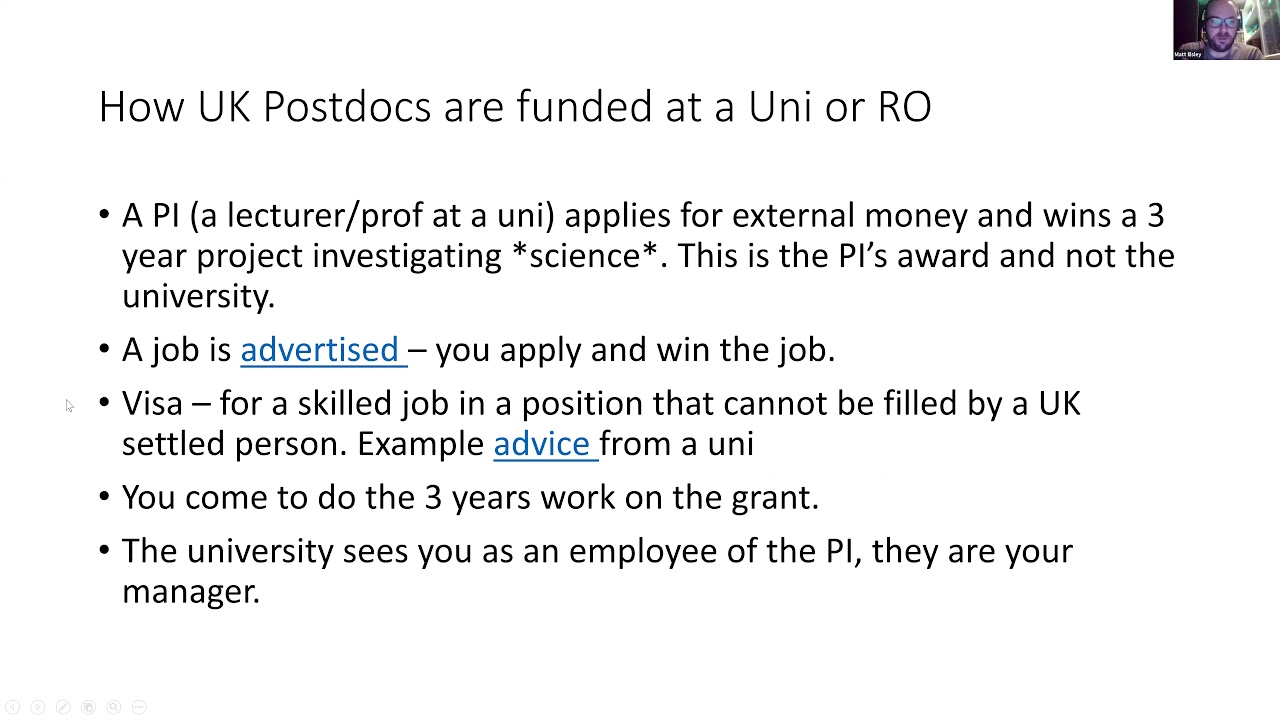 Working as a postdoc in the UK