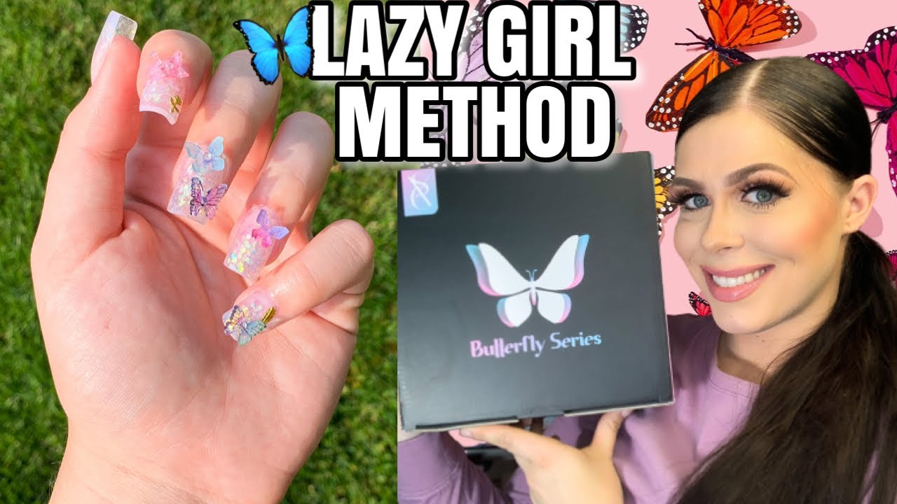 🦋Lazy Girl Method For Beginners Sports Length Nails | Reviewing SXC Polygel Kit Butterfly Series🦋