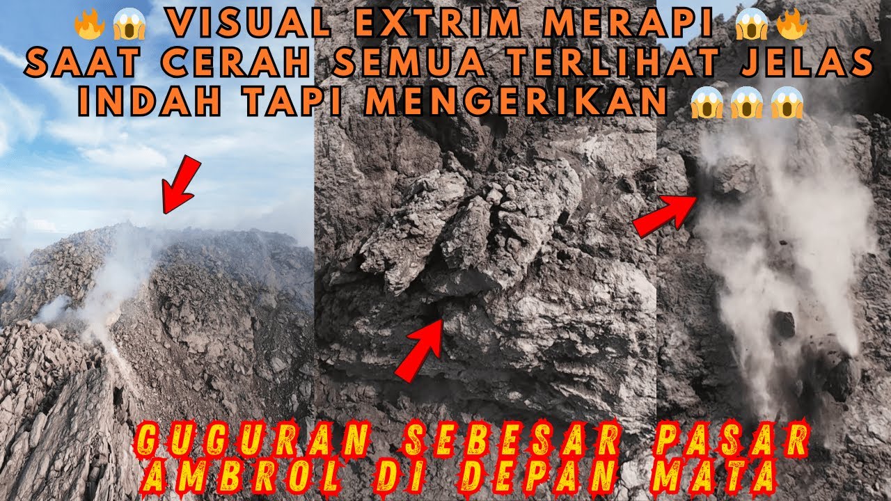 🌋🌋🌋MERAPI TERANG TERANGAN HOROR!! 😱 😱😱😱Guguran Batu Raksasa Merapi Bertubi-tubi!!