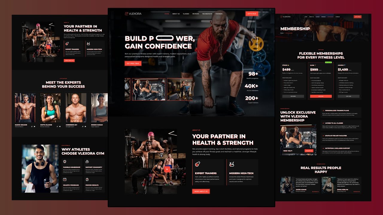 Responsive Gym Website Design Tutorial | HTML CSS JavaScript Frontend Project