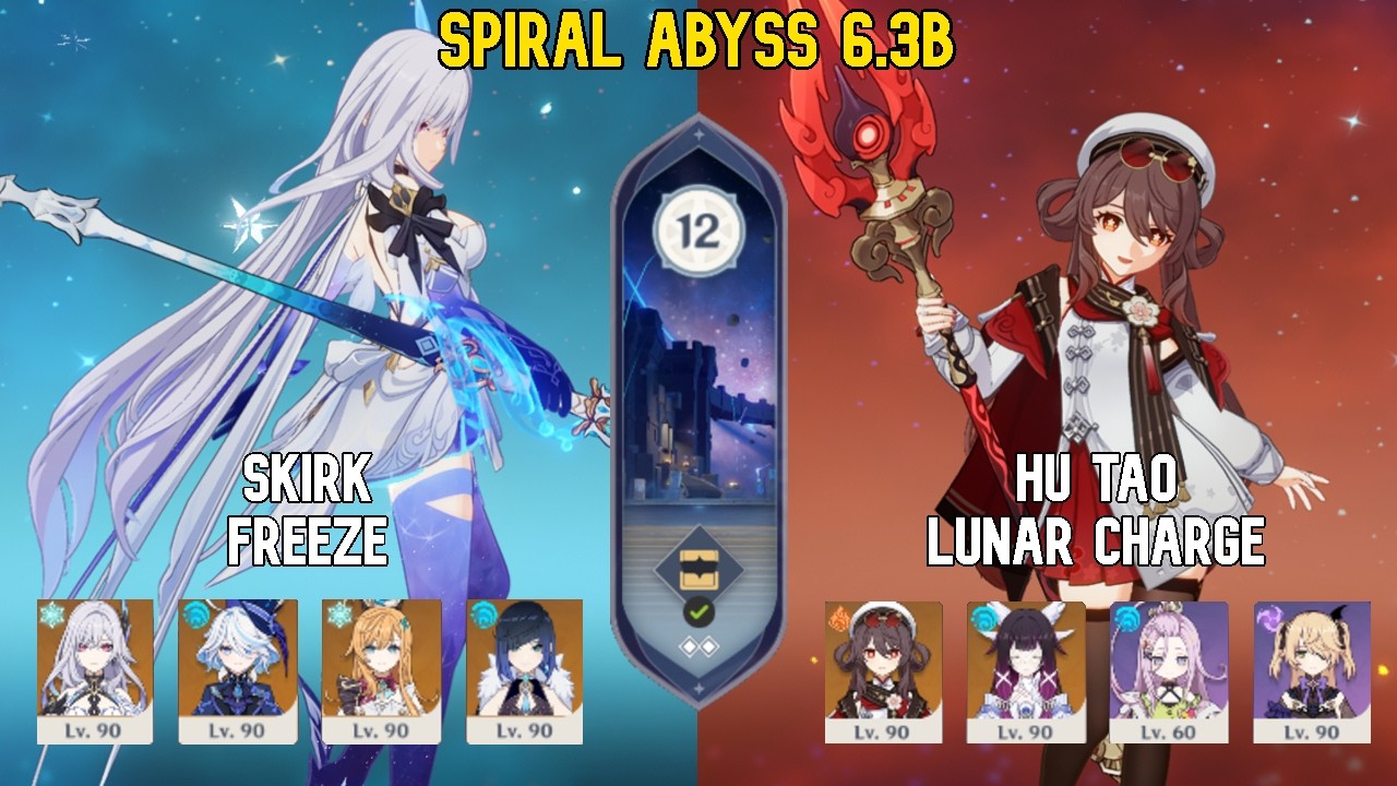 Skirk Freeze & Hu tao lunar charge | Spiral Abyss Floor 12 | Genshin Impact Luna 6.3