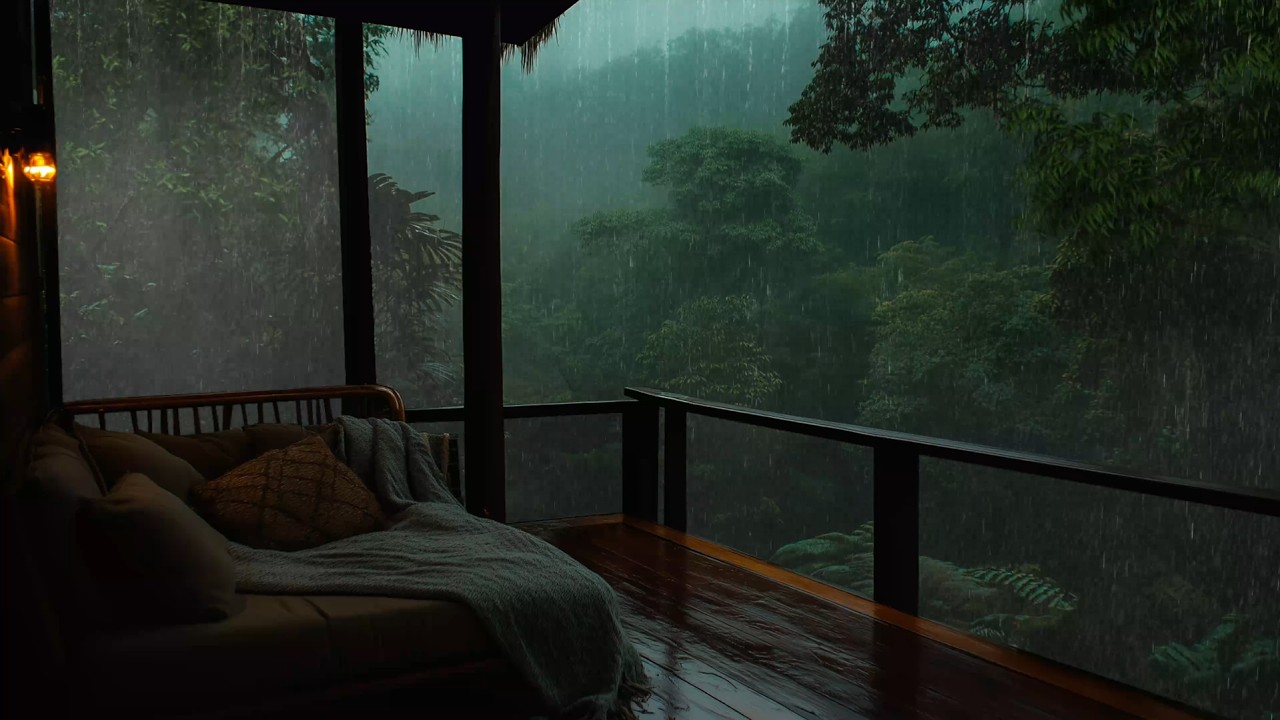 Forest Rain Balcony Retreat | Gentle Rain Sounds for Deep Relaxation