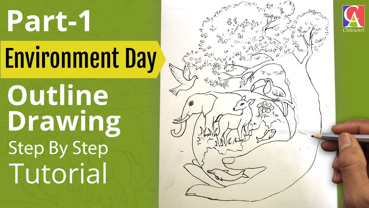 How To Draw Environment Day 2024 Step By Step Outline Drawing for beginners