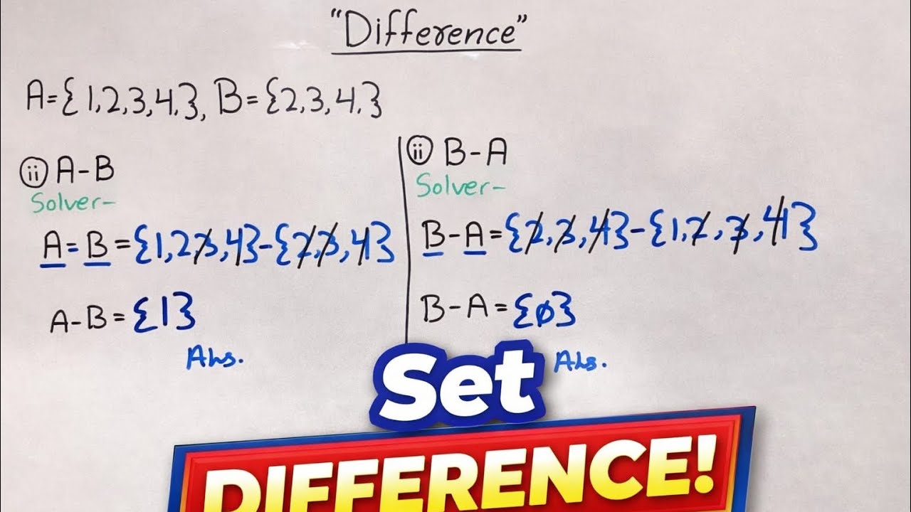 Find difference | Find A-B and B-A | A-B / B-A || A difference B | B difference A #maths #education 