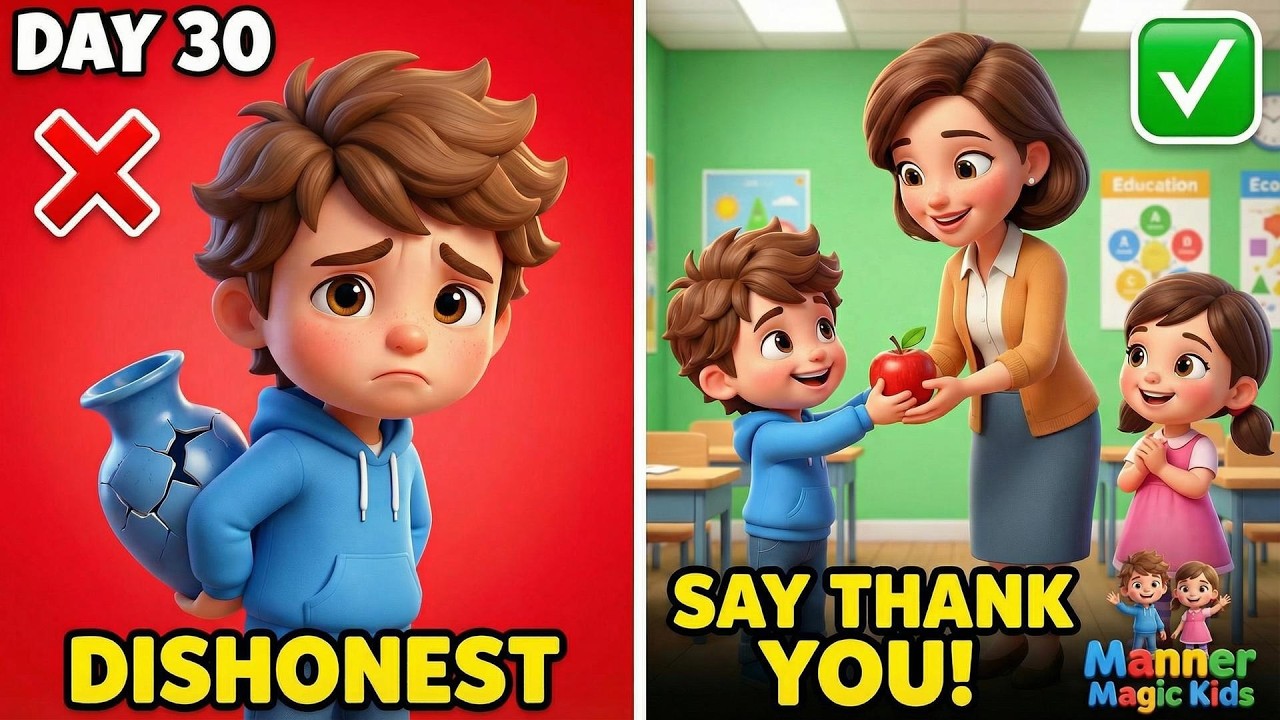 Always Be Honest & Thank Your Teacher! 🍎😇 Leo & Mia Day 30 #mannermagickids