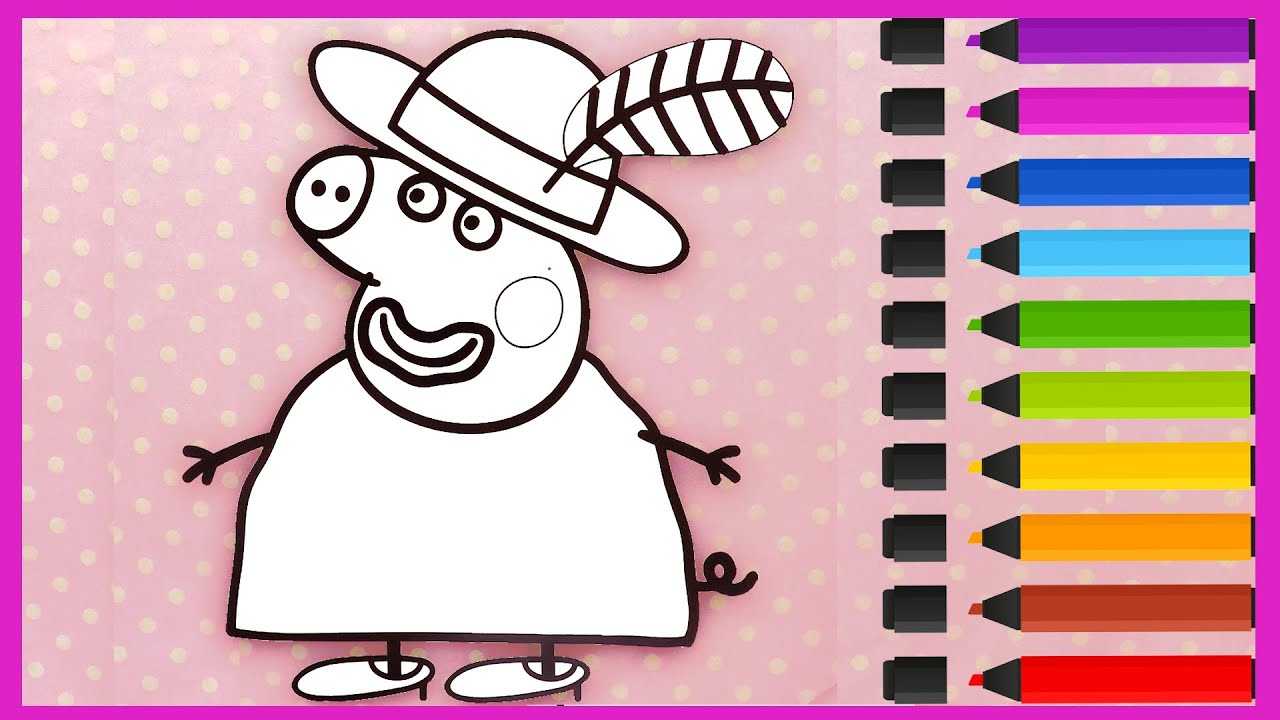 Peppa Pig D&eacute;guis&eacute;e en Maman Pig | Coloriage et Autocollants