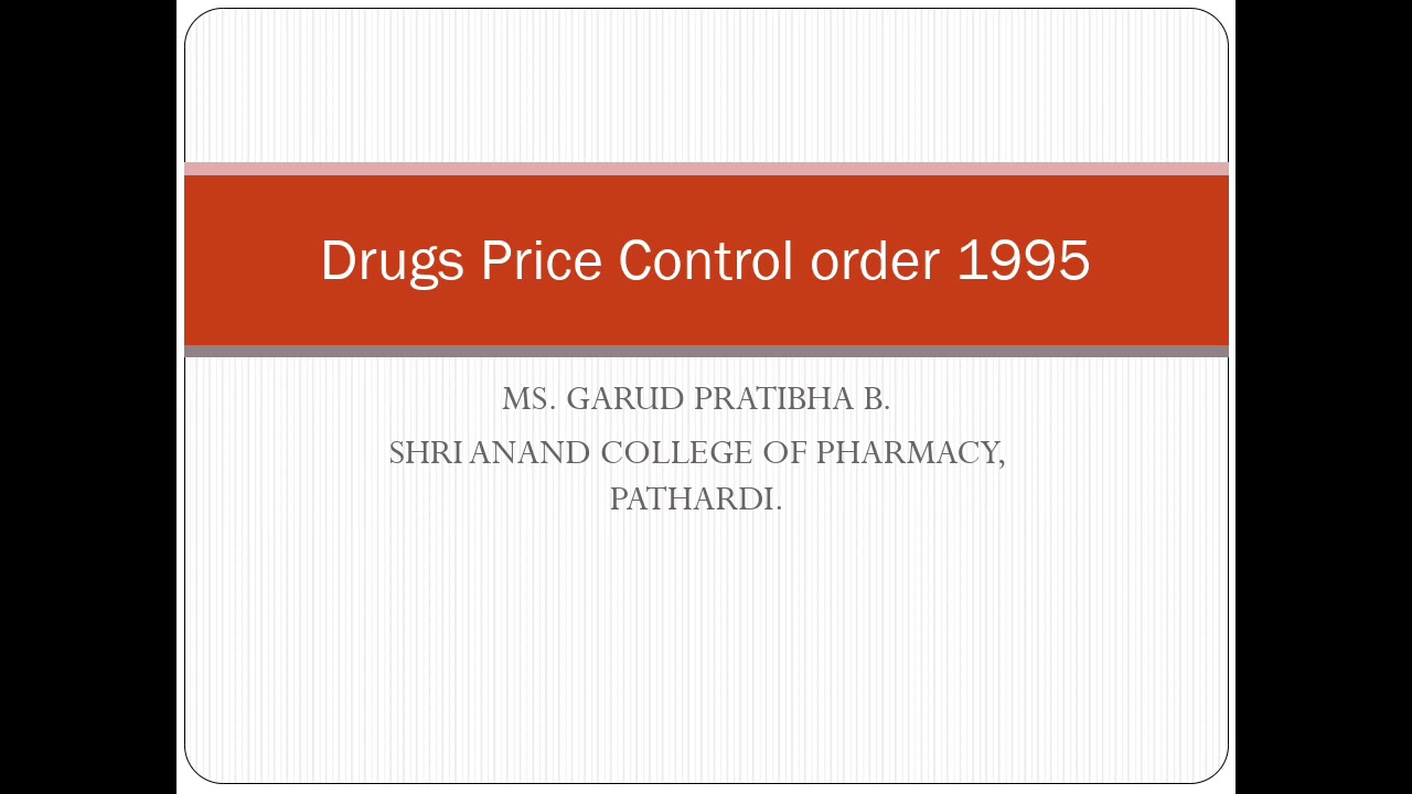 Drugs Price Control Order 1995.Part 1