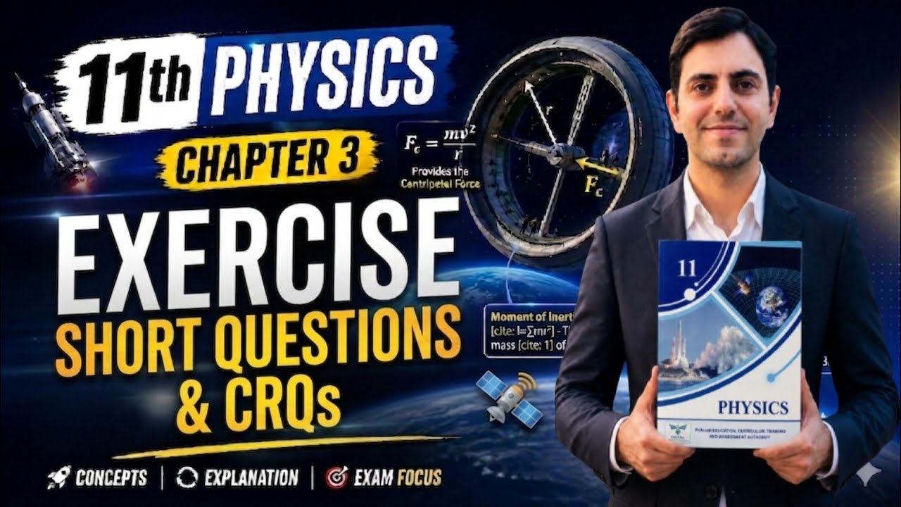 Unit 3 circular and rotational Motion Exercise Short Question and CRQs | 11Th Class Physics New Book