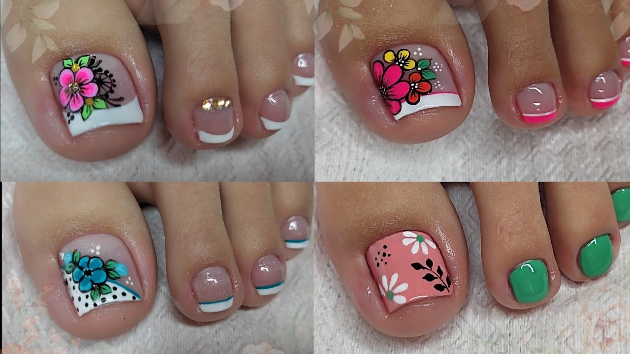 DISEÑOS DE UÑAS PAR PIES CON FLORES 🌸 🌺🌼 #miarteentusuñas