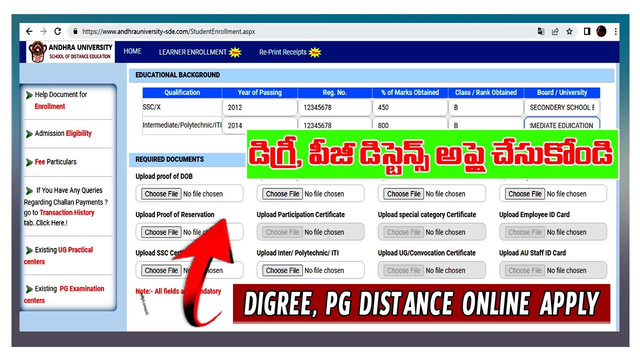 #Andhra University distance education notification 2022-23 | Digree, PG Distance Education apply