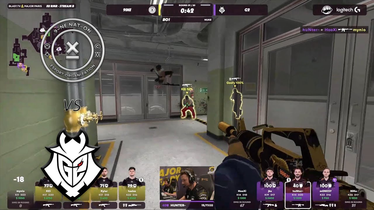 9INE vs G2 | BLAST.tv Paris Major 2023 Europe RMR B