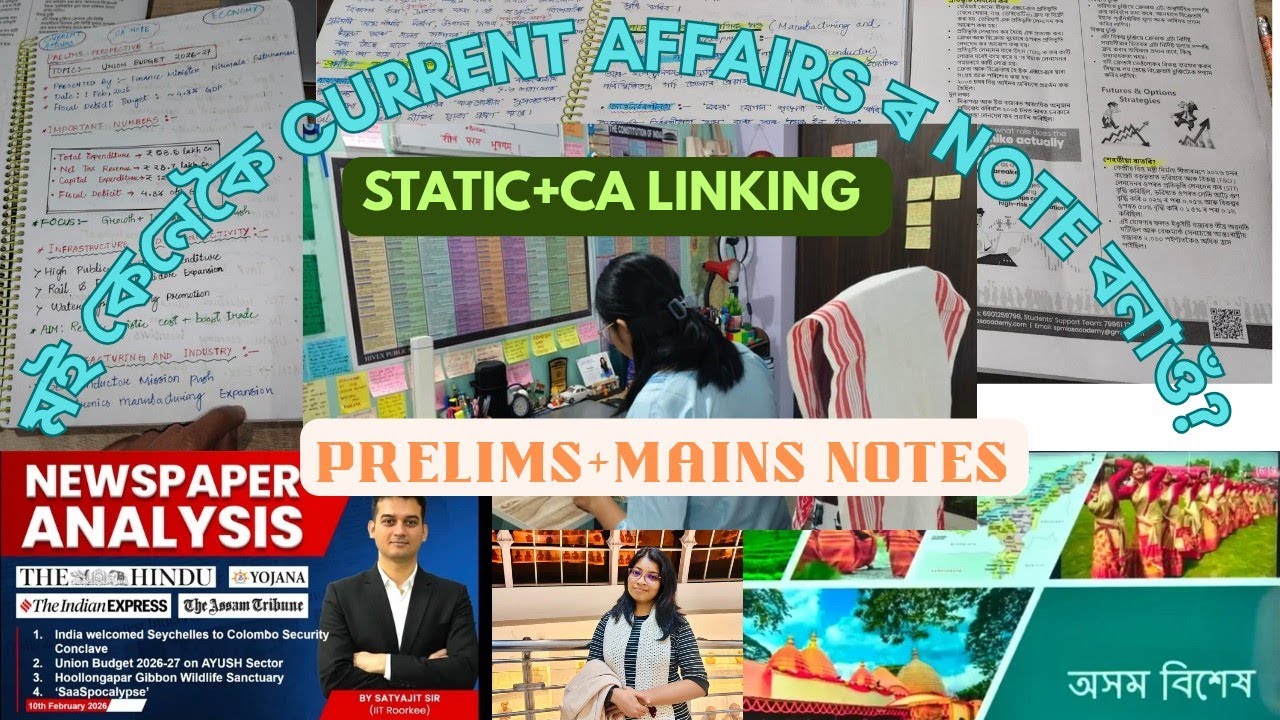 How I Make Current Affairs Notes for Prelims & Mains | Static subject+CA Linking Strategy for APSC ✨