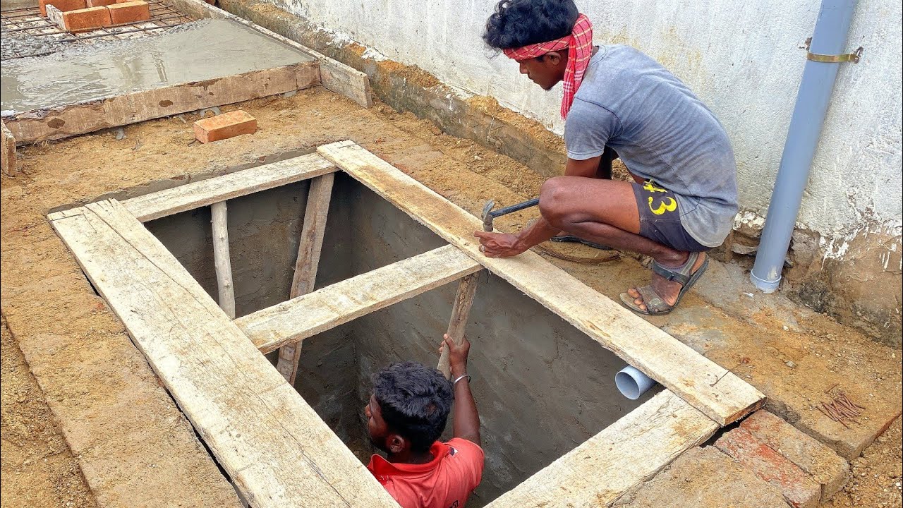 Formwork Techniques Of Septic Tank Construction_Underground Brick Septic Tank Top Rcc Concrete