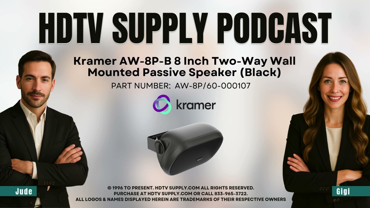 Kramer AW-8P-B 8 Inch Two-Way Wall Mounted Passive Speaker (Black)