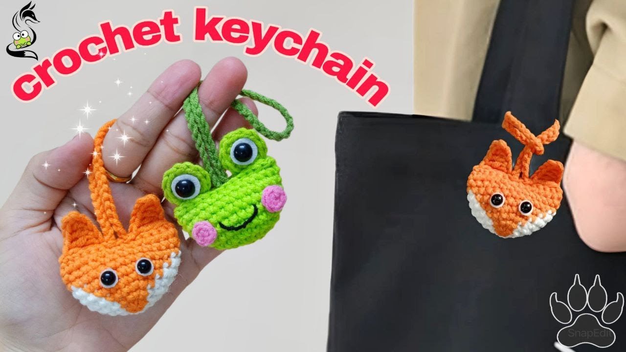 Crochet mini animal keychain | Crochet fox and frog | Móc con cáo, con ếch làm móc khóa